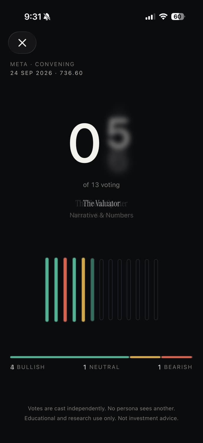 Committee AI convening screen with the tally strokes filling as seats vote.